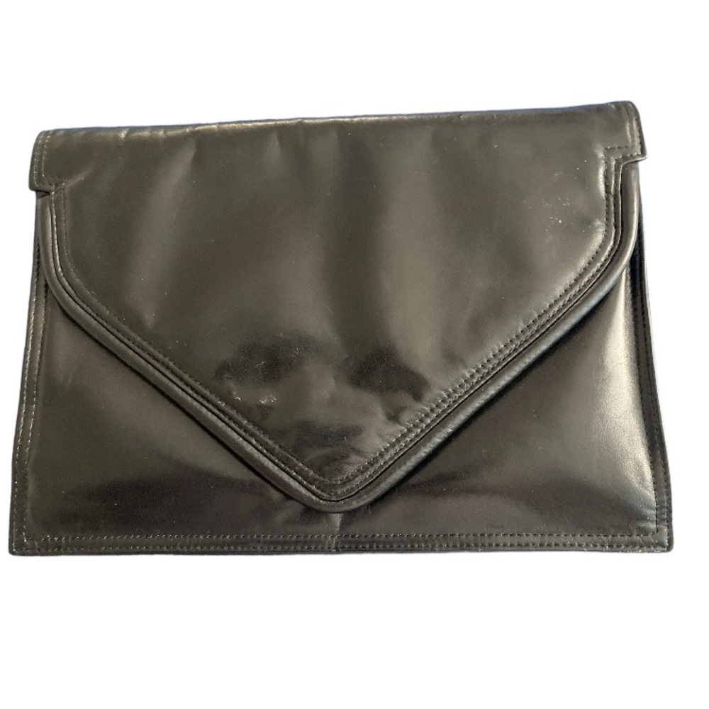 Vintage Pasqualini Genuine Leather Clutch Soft Black - Made In Uruguay